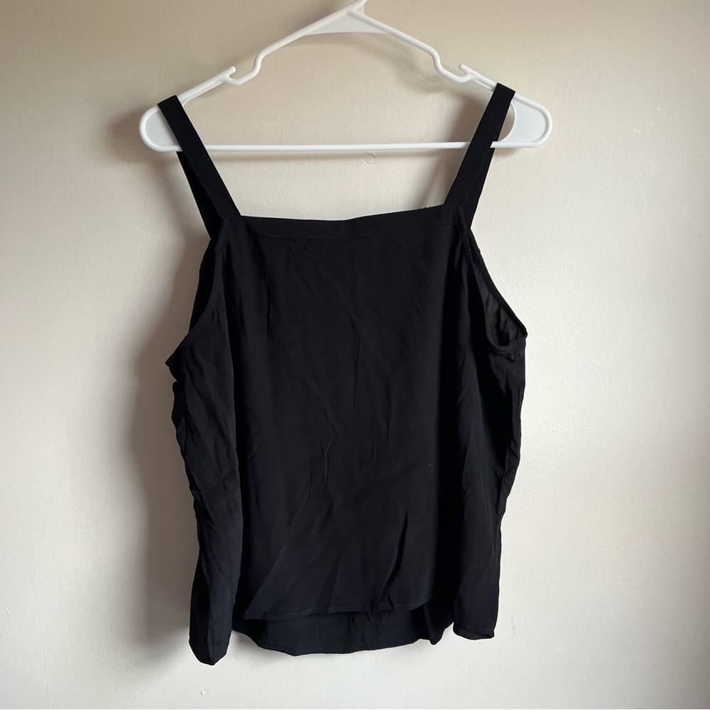 Loft Black Pintucked Square Neck Tank Top - Picture 4 of 6